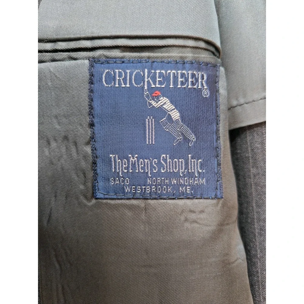 Cricketeer Mens Vintage Wool Sport Coat 40R Gray Striped 2 Button Blazer USA
